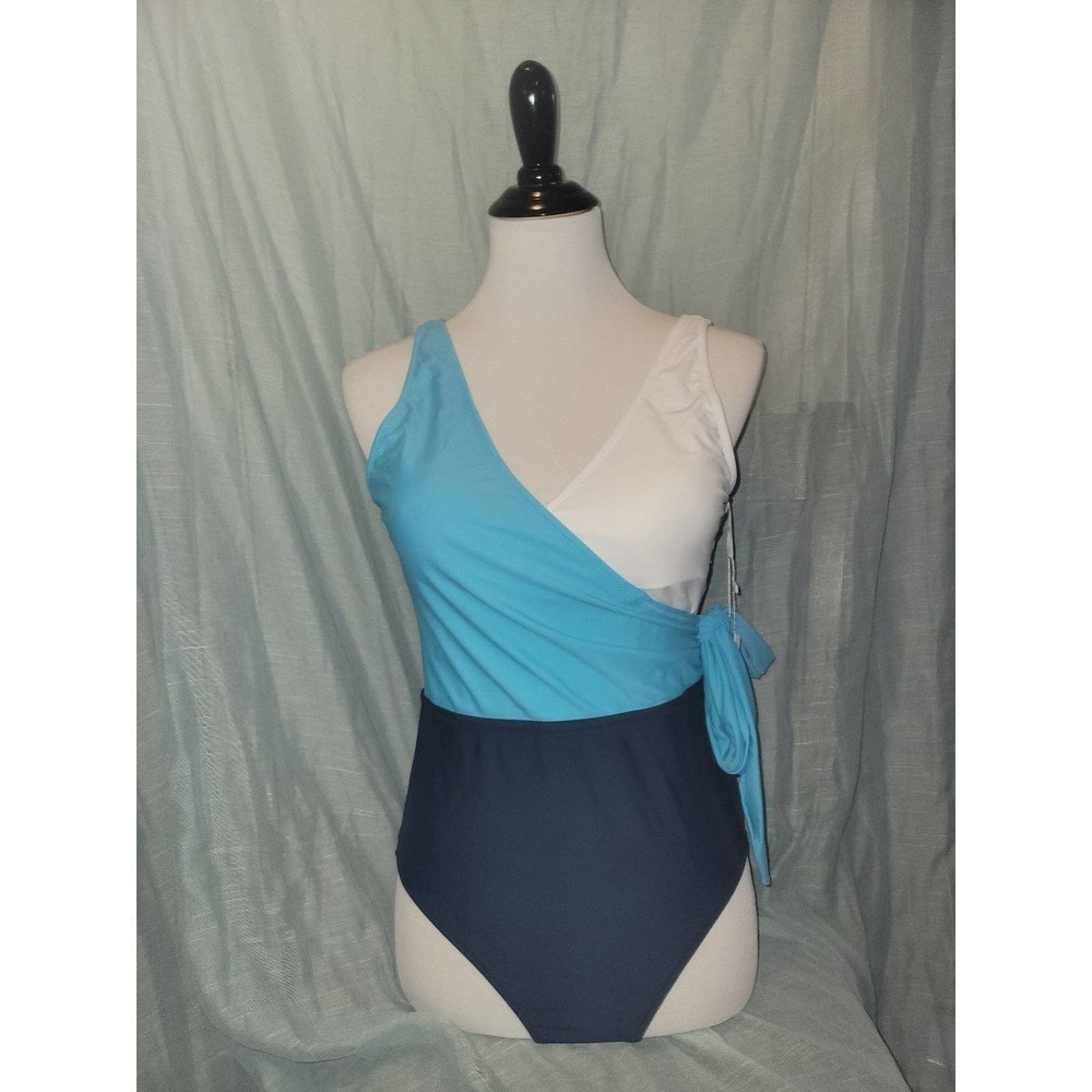 NWT Blue Tie One Piece Swimsuit large